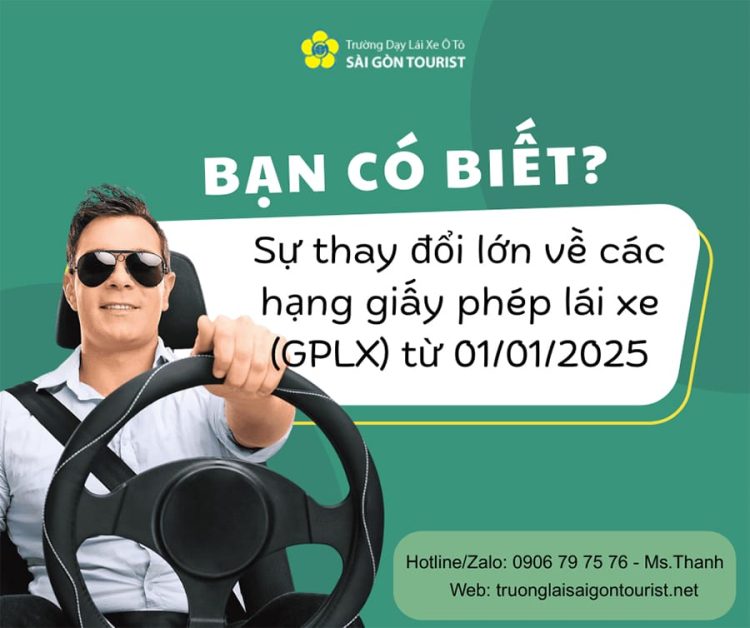 Thay đổi hạng giấy phép lái xe từ 01/01/2025