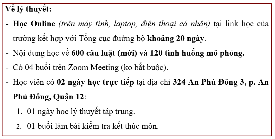 học online khoá học lái xe ô tô hạng B